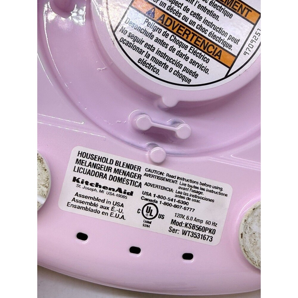 Kitchen Aid Cook For The Cure KSB560PK0 Pink Blender Mixer 7 Cup Works - Picture 16 of 16